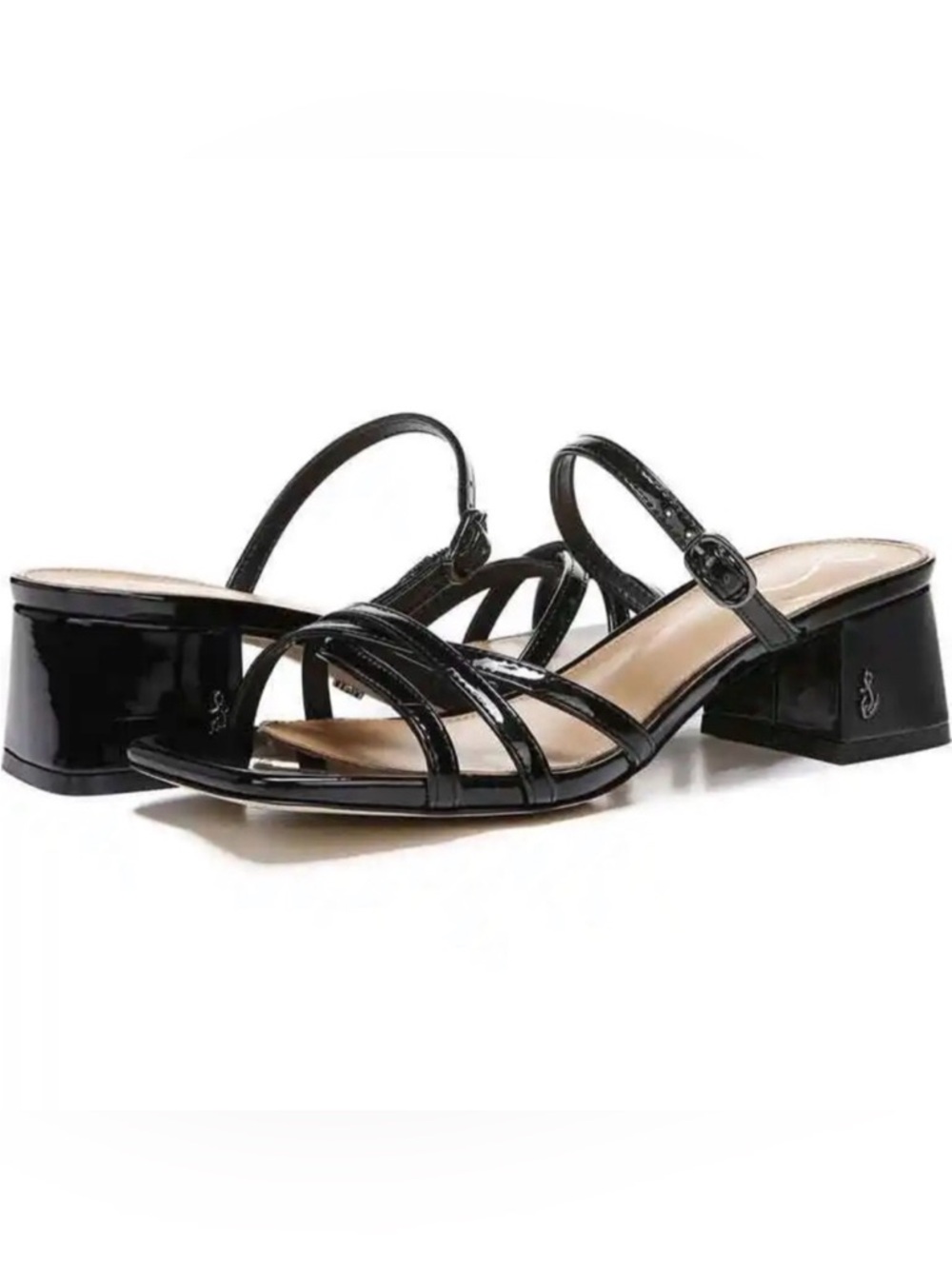 Sam Edelman Rachelle Patent Heels Black Strappy Sandals Size 7.5 Wedding Event